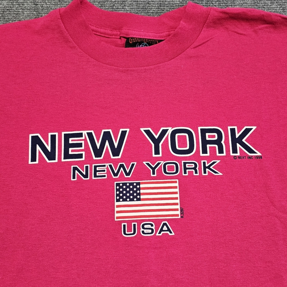 Vintage New York NY Tourist Pink T Shirt Garment Graphics Single Stitch USA 90s
